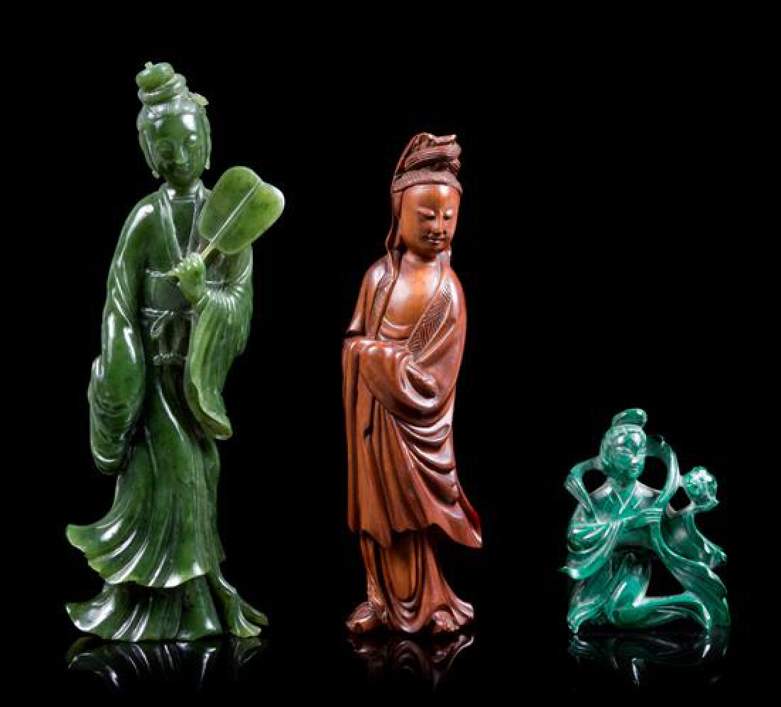Three Chinese Hardstone Figures of Guanyin Height of (1 of 1)