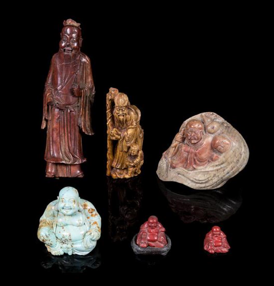 Six Chinese Hardstone Carvings Height of largest 9 3/4 (1 of 1)