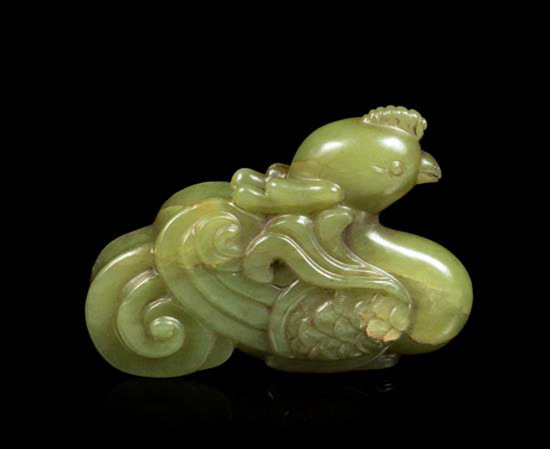 A Chinese Green Jade Figure of a Phoenix Length 3 (1 of 1)