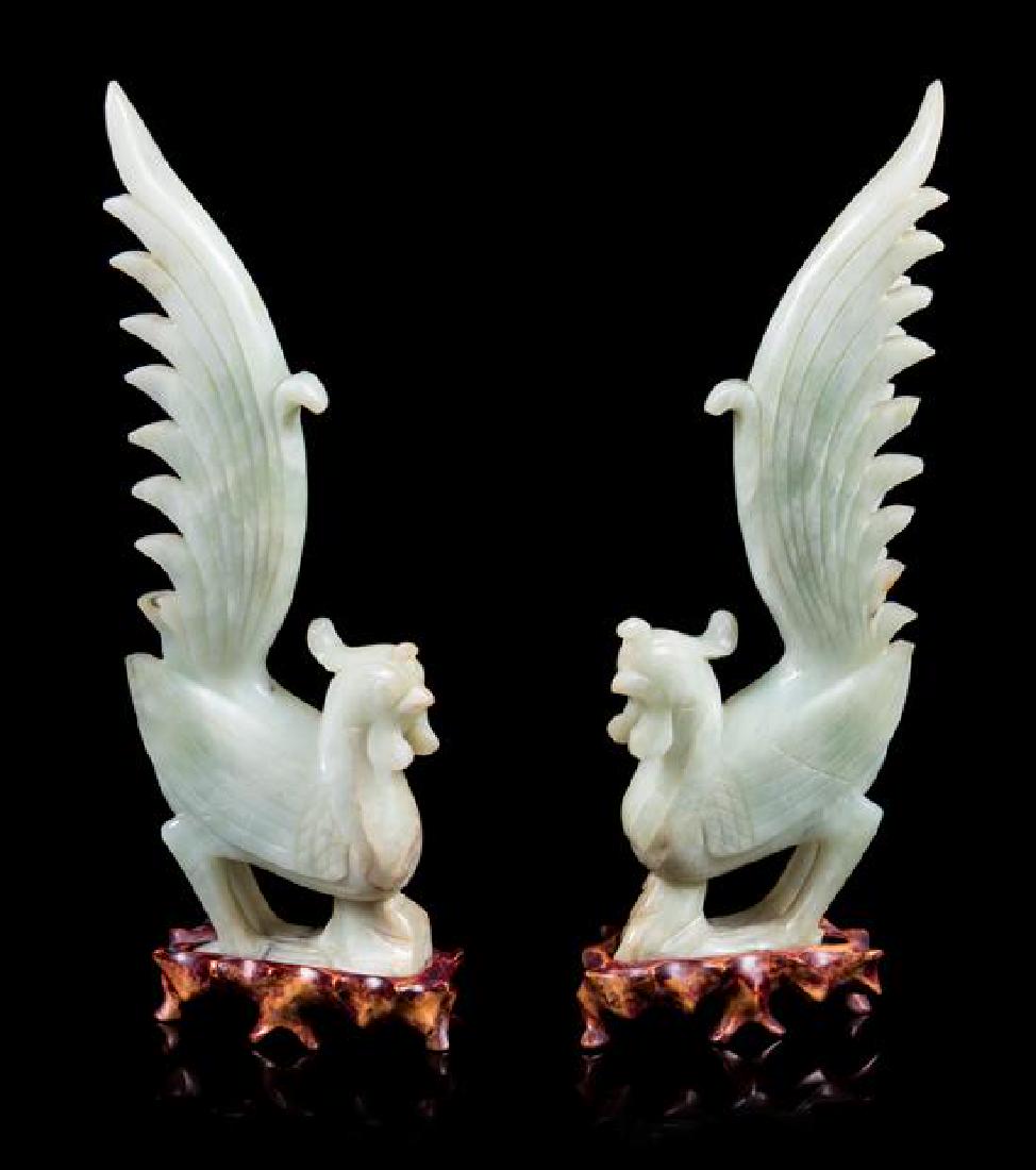 A Pair of Chinese Celadon Jade Figures of Phoenix (1 of 1)