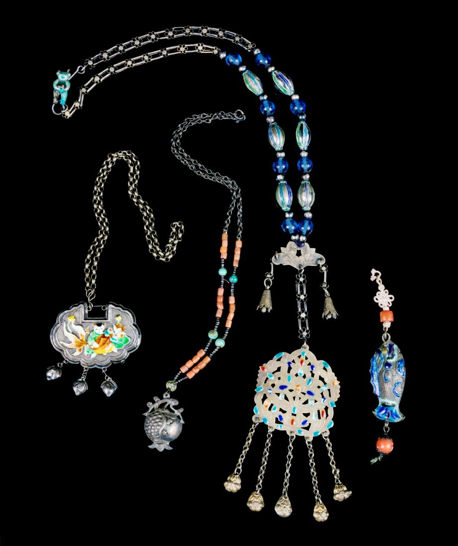 Four Chinese Silver Jewelry Articles Length of longest (1 of 1)