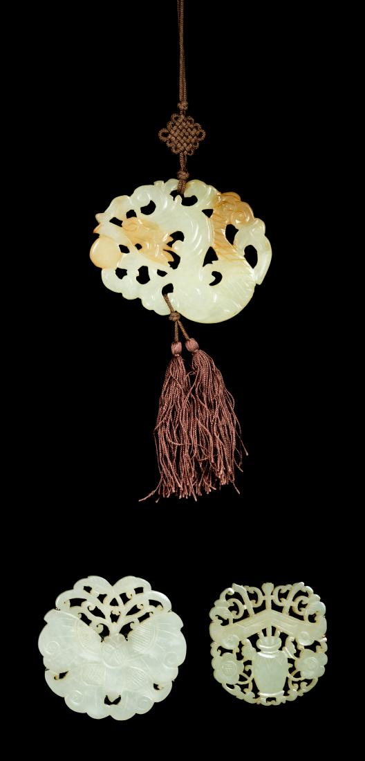 * Three Chinese Celadon Jade Pendants Length of largest (1 of 1)