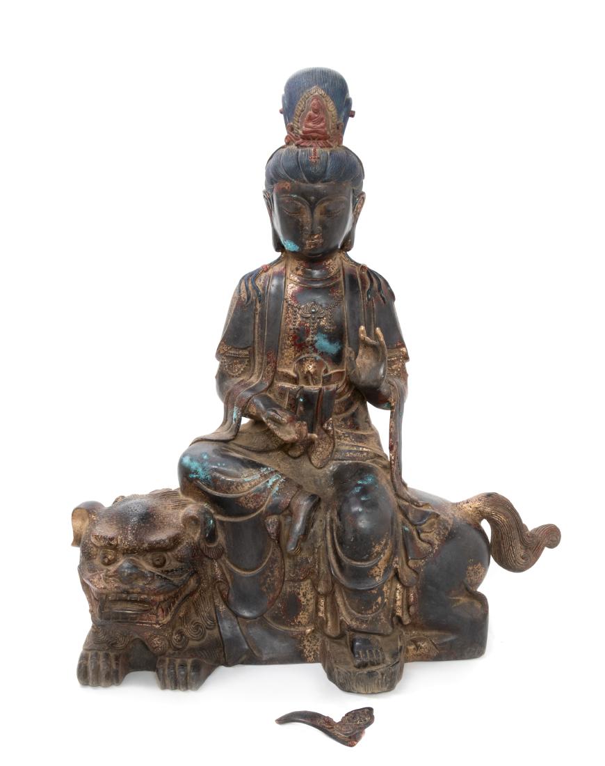 A Chinese Gilt and Red Lacquer Bronze Figure of a (1 of 1)