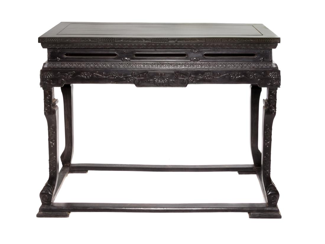 A Chinese Black Lacquer Table Height 32 3/4 x width 44 (1 of 1)