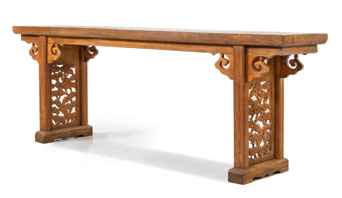 A Chinese Elmwood Altar Table Height 35 x width 98 1/4 (1 of 1)