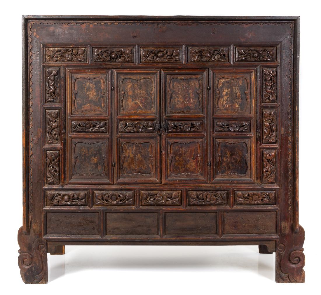 A Mongolian Softwood Cabinet Height 65 1/2 x width 67 x (1 of 1)