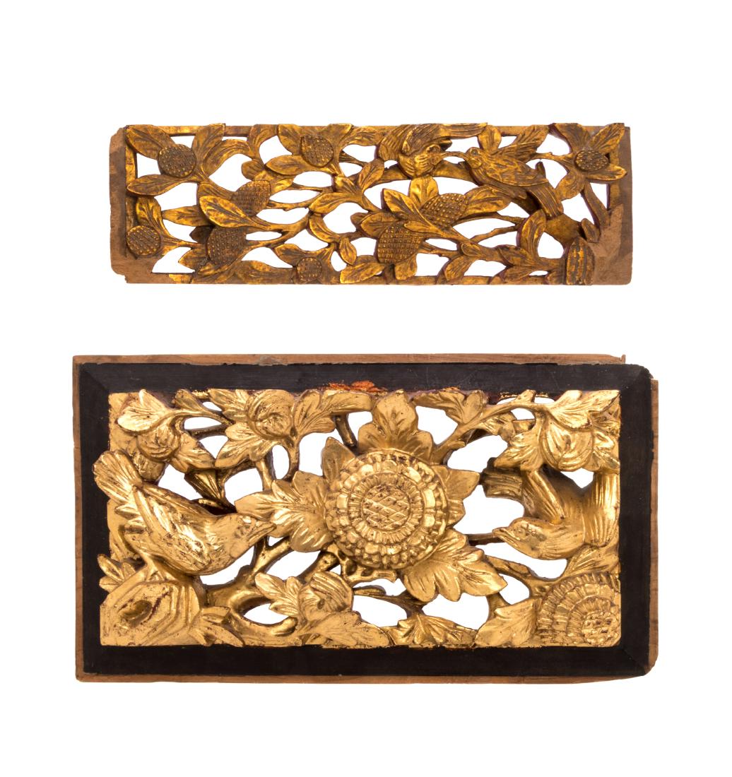 * Two Chinese Gilt and Red Lacquered Wood Wall Panels (1 of 1)