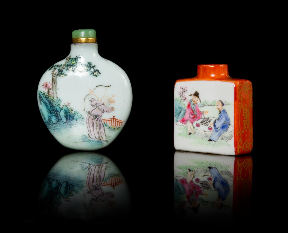 Two Chinese Famille Rose Porcelain Snuff Bottles Height (1 of 2)