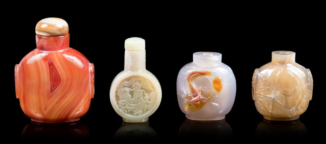 Four Chinese Hardstone Snuff Bottles Height of tallest (1 of 1)