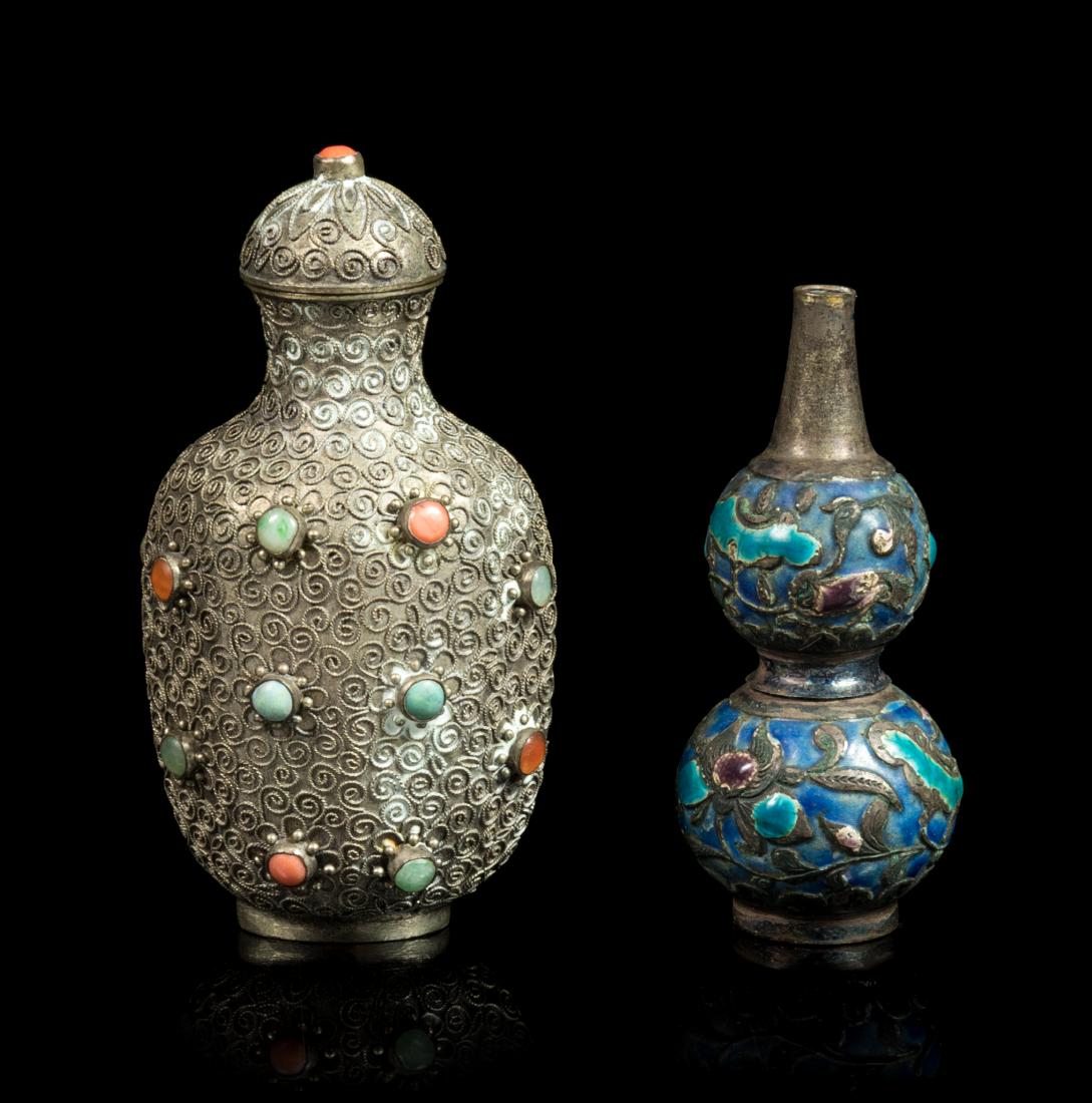 * Two Chinese Silver Snuff Bottles Height of larger 3 (1 of 1)