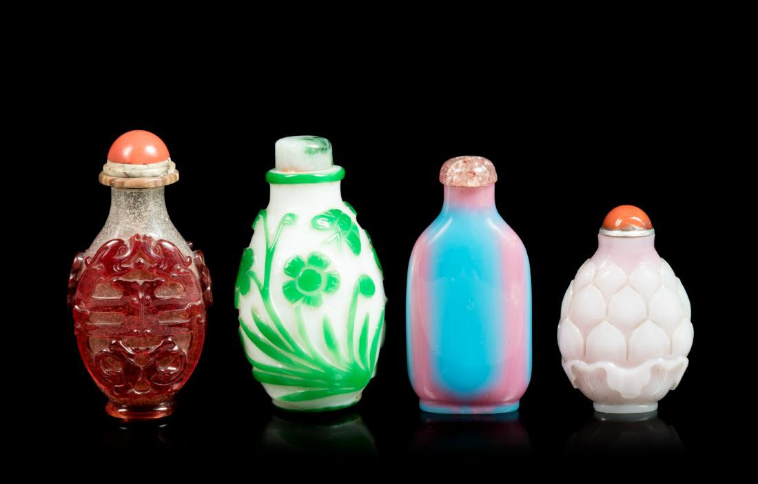 * Four Chinese Peking Glass Snuff Bottles Height of (1 of 1)