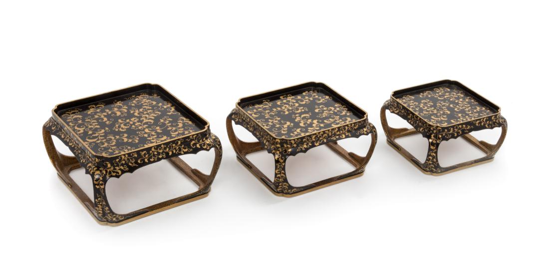 A Set of Three Japanese Gilt and Black Lacquer Stands (1 of 1)