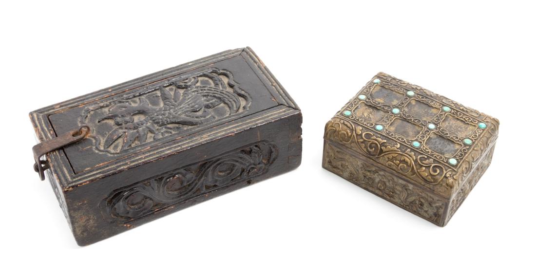Two Tibetan Hinged Boxes Length of longer 9 3/4 inches. (1 of 1)