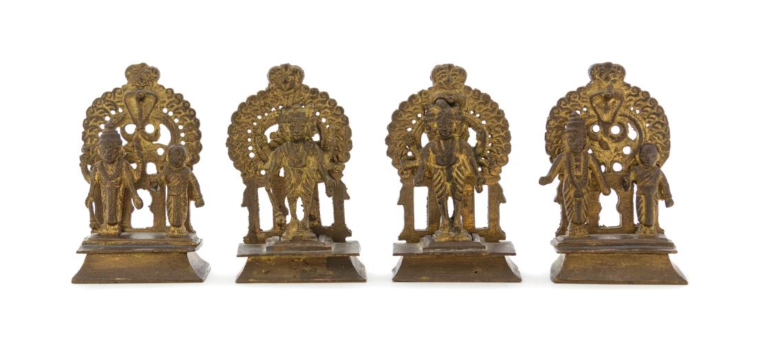 Four Indian Gilt Bronze Figures Height of each 3 5/8 (1 of 1)