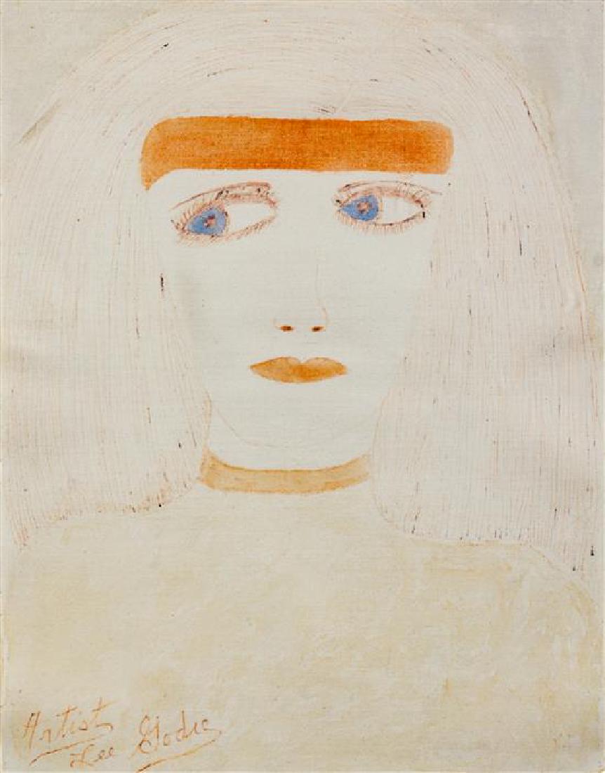 Lee Godie, (American, 1908-1994), Untitled (Girl with (1 of 1)