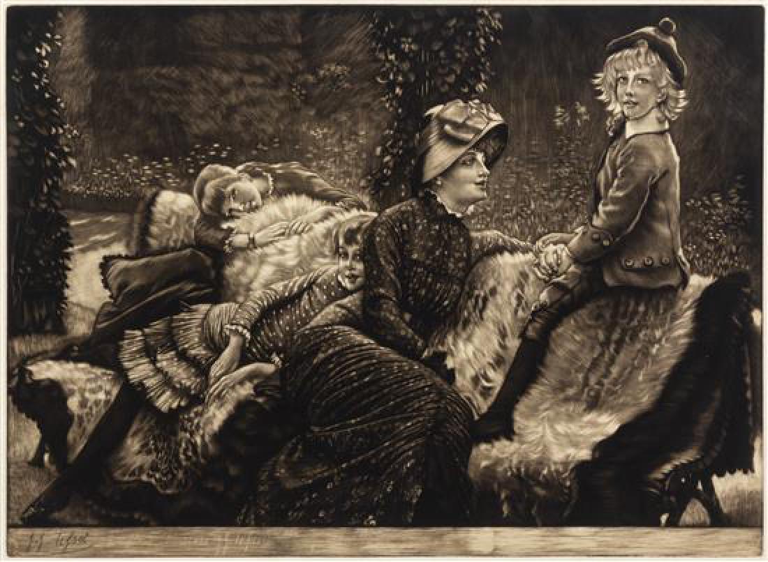 James Tissot, (French, 1836-1902), Le Banc de jardin (1 of 1)
