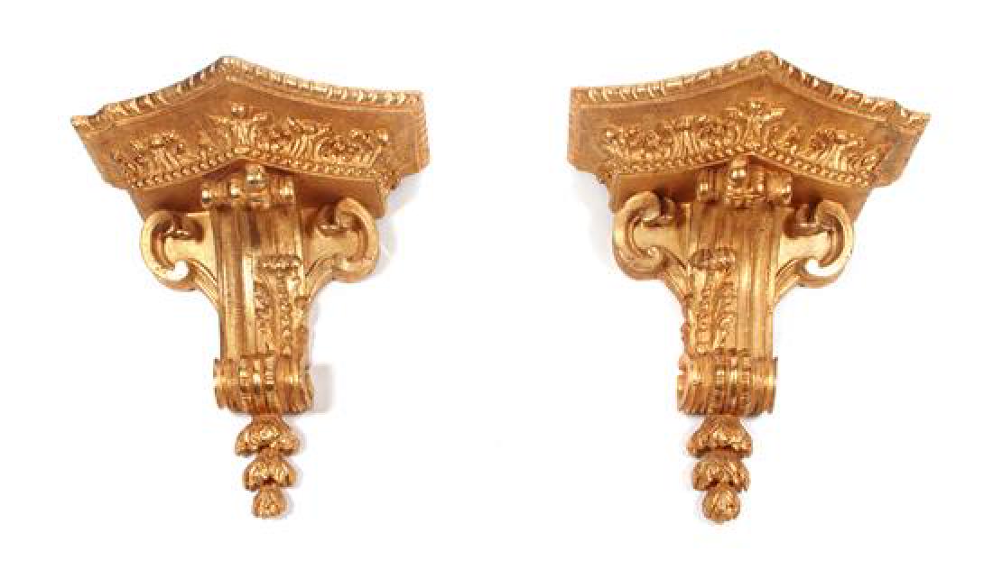 A Pair of French Giltwood Wall Brackets Height 19 x (1 of 1)
