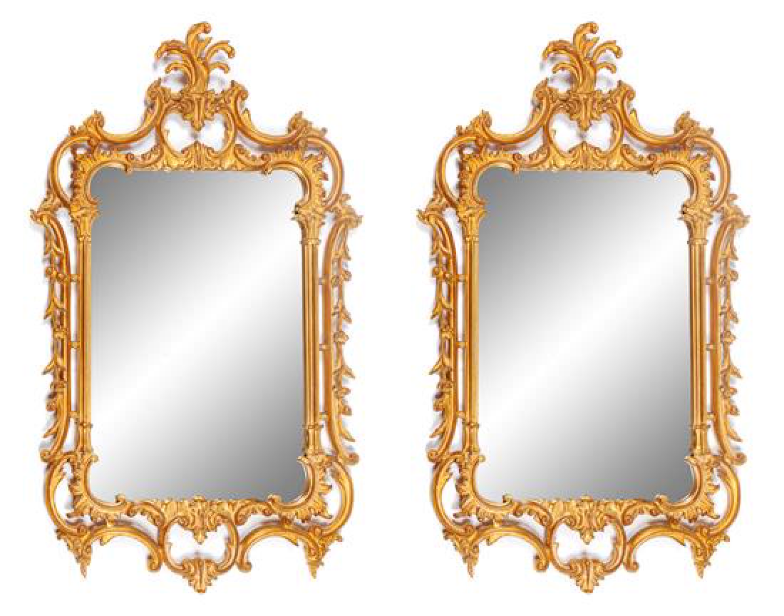 A Pair of Louis XV Style Gilt Mirrors Height 50 x width (1 of 1)