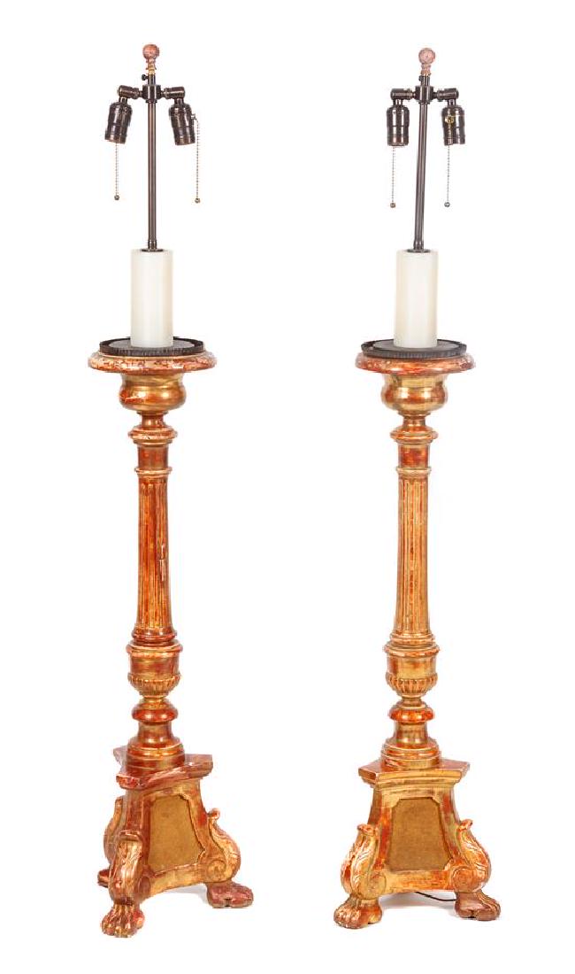 A Pair of Candlestick-form Lamps Height of base 34 (1 of 1)