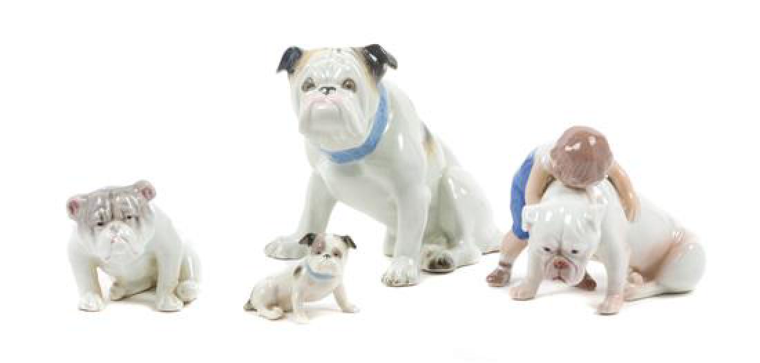 * A Group of Four Porcelain Bulldog Figures Height of (1 of 1)