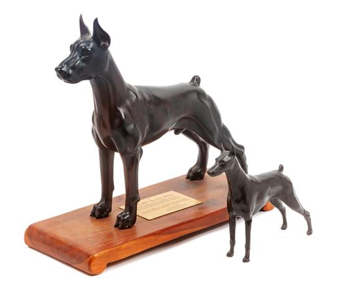 * Two Doberman Figures Height of taller 15 1/4 inches. (1 of 1)