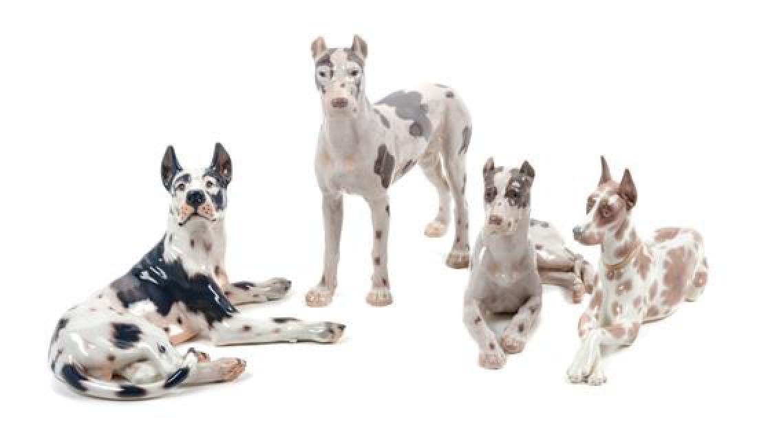 * A Group of Four Porcelain Great Dane Figures Height (1 of 1)