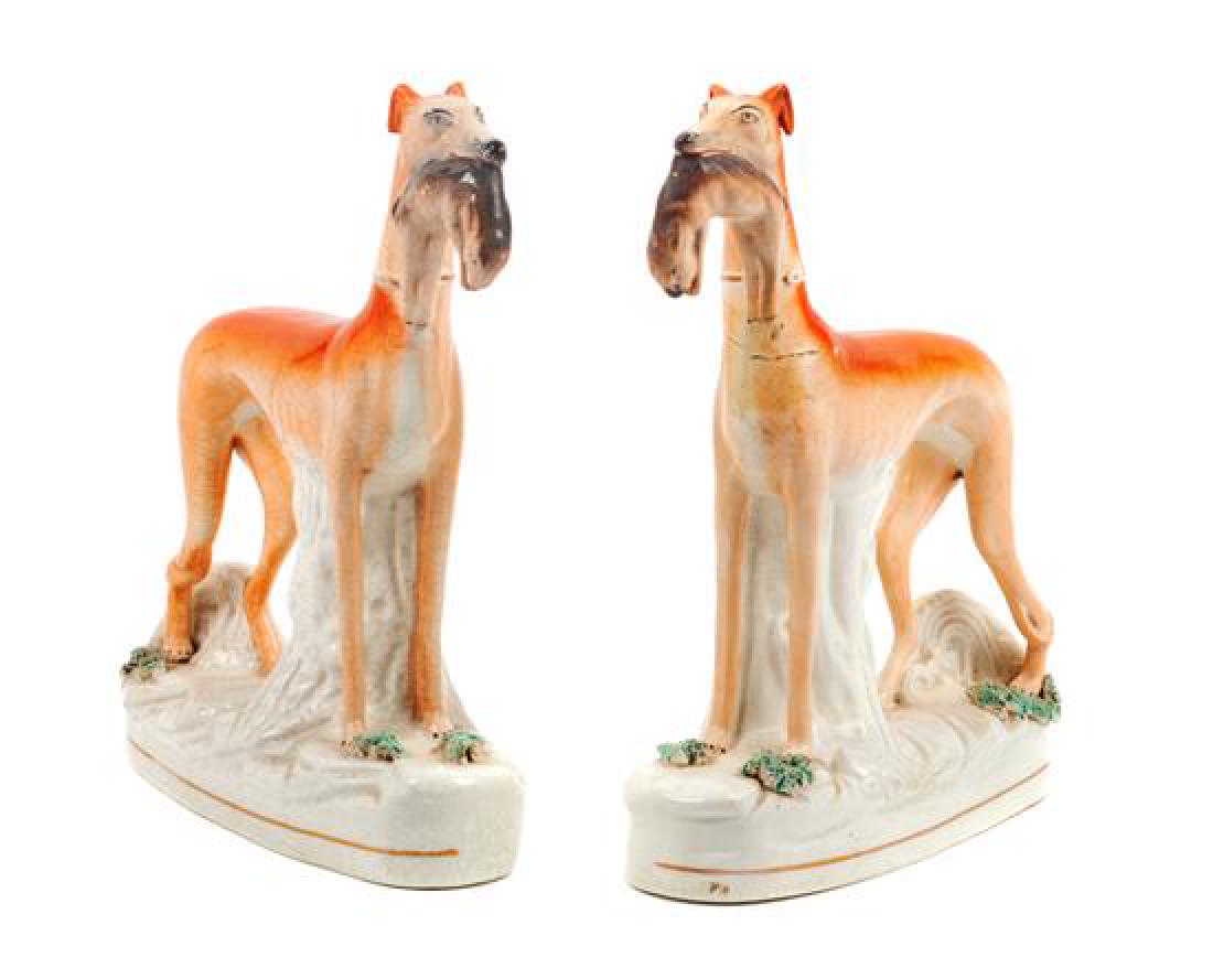 * A Pair of Staffordshire Models of Greyhounds Height (1 of 1)