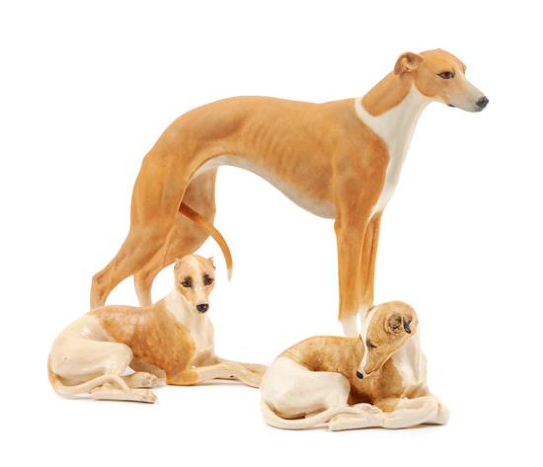 * A Group of Three Ceramic Greyhounds Width of widest 9 (1 of 1)
