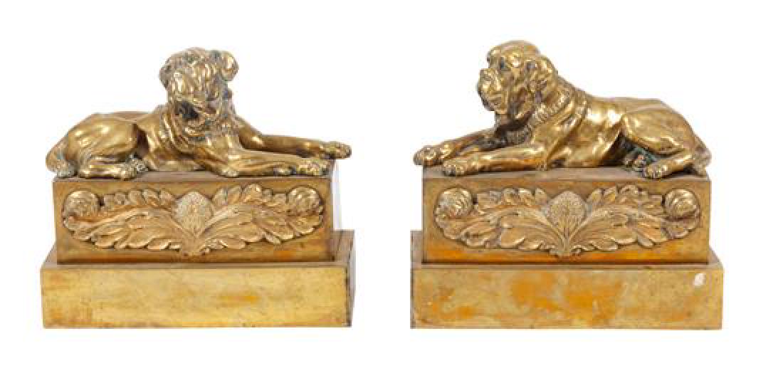 * A Pair of Brass Mastiff Chenets Width 11 1/2 inches. (1 of 1)