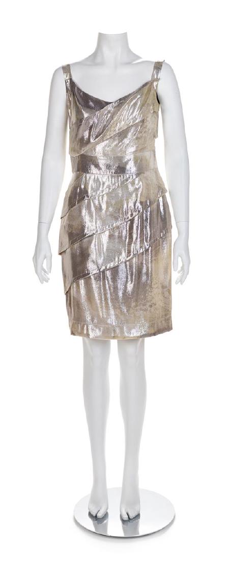 Fendi Metallic Dress, 1980-90s: Fendi Metallic Dress, 1980-90s Nude color lining with a back zip closure. Estimate $100-200