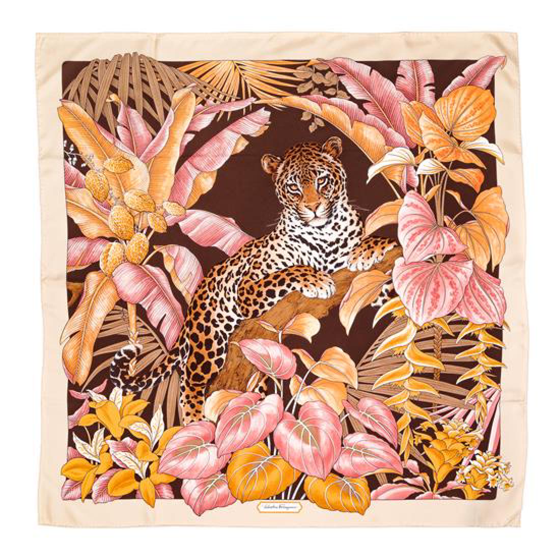 Salvatore Ferragamo Silk Animal Print Scarf, 1980-2000s: Salvatore Ferragamo Silk Animal Print Scarf, 1980-2000s Estimate $80-120 The stated overall condition of the lot is based on the assumption that the wear is consistent with age and use. As everything
