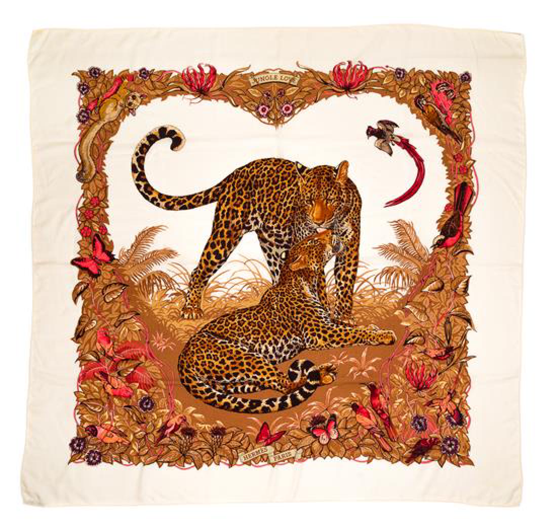Coussin Hermès Style Jungle Love 45cm - Housse En Coton Orange Et Bleu, Motif Animaux, Made In France