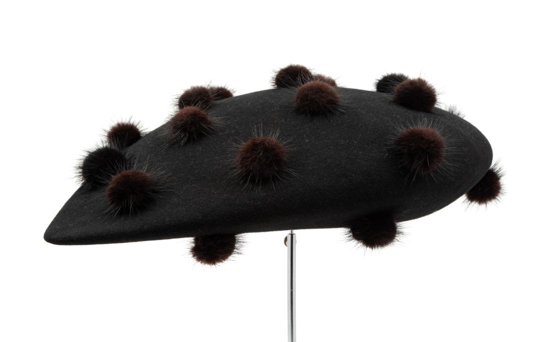 Philip Treacy Black Elliptical Hat with Fur Balls,: Philip Treacy Black Elliptical Hat with Fur Balls, 1990-2000s Estimate $200-300 The stated overall condition of the lot is based on the assumption that the wear is consistent with age and use. As ever