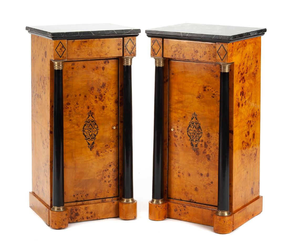 A Pair of Empire Style Parcel Ebonized Side Cabinets (1 of 1)