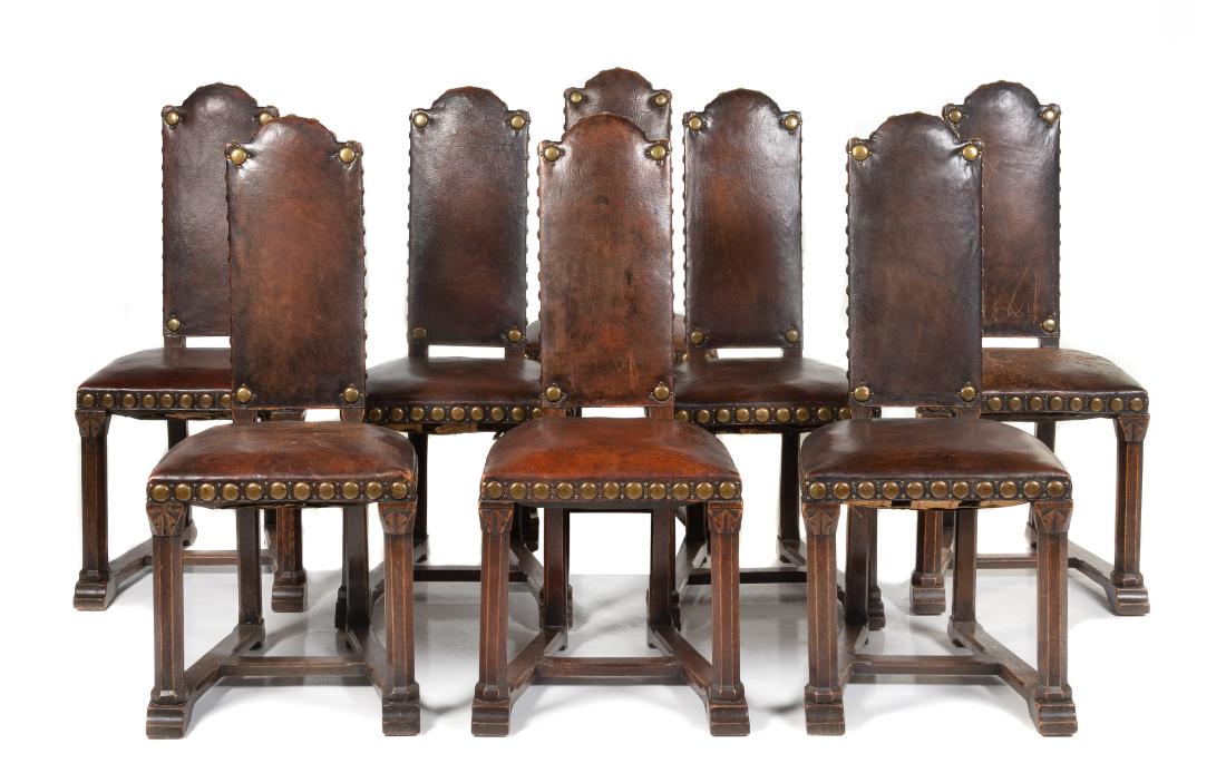 A Set of Eight Italian Oak Monastery Chairs Height 40 (1 of 1)