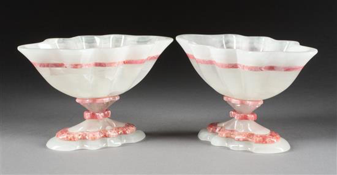 A Pair of Carved Rhodochrosite and Agate Tazze Height 3 (1 of 1)