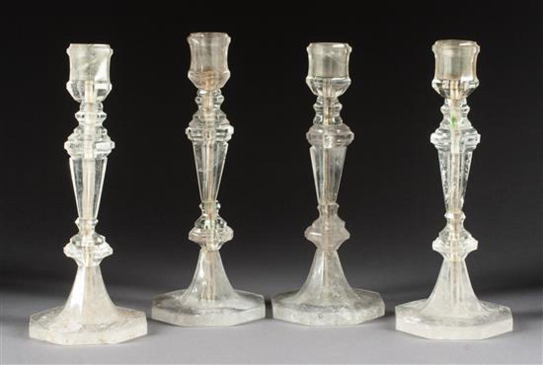A Set of Four Rock Crystal Candlesticks Height 9 (1 of 1)