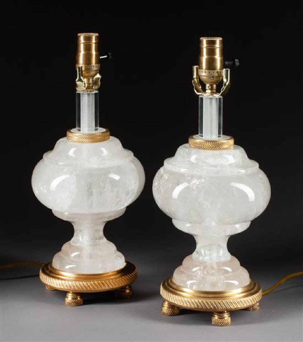 A Pair of Gilt Bronze Mounted Rock Crystal Lamps Height (1 of 1)