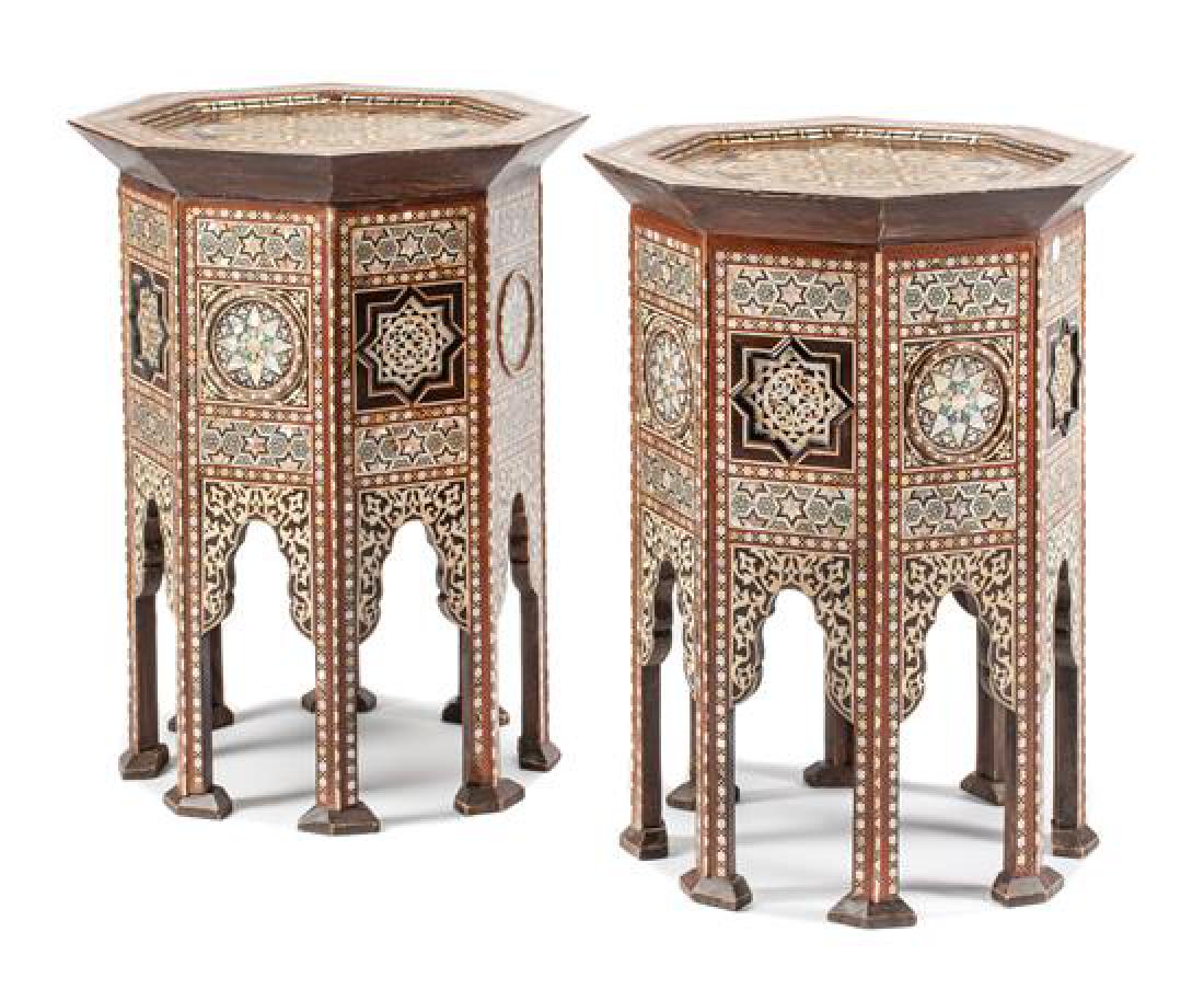 A Pair of Moorish Style Marquetry Tables Height 29 x (1 of 1)
