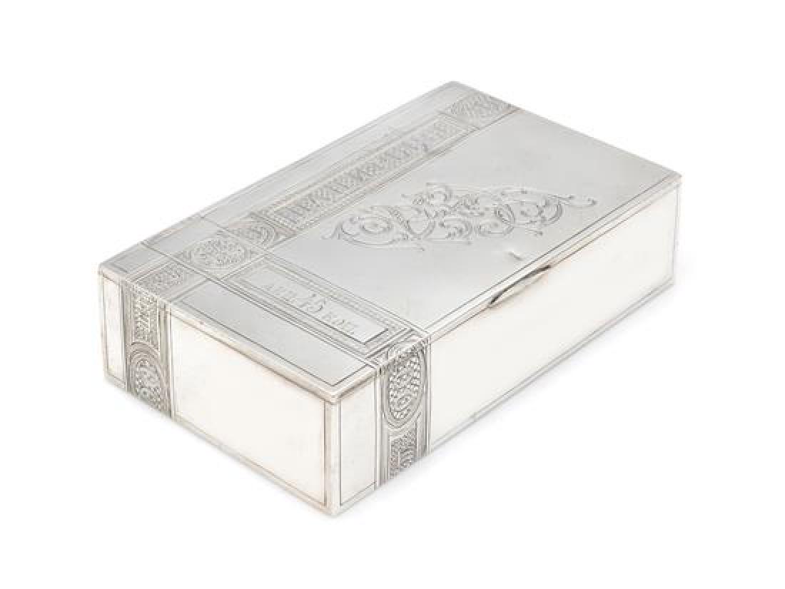 * A Russian Silver Table Top Cigarette Box, Mark of (1 of 1)