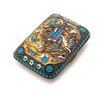 A Russian Silver-Gilt and Enamel Snuff Box, Mark of: A Russian Silver-Gilt and Enamel Snuff Box Mark of Mikhail Zorin, Moscow, Late 19th/Early 20th Century the case with polychrome enameled floral and foliate decoration. marked with '84' standard on