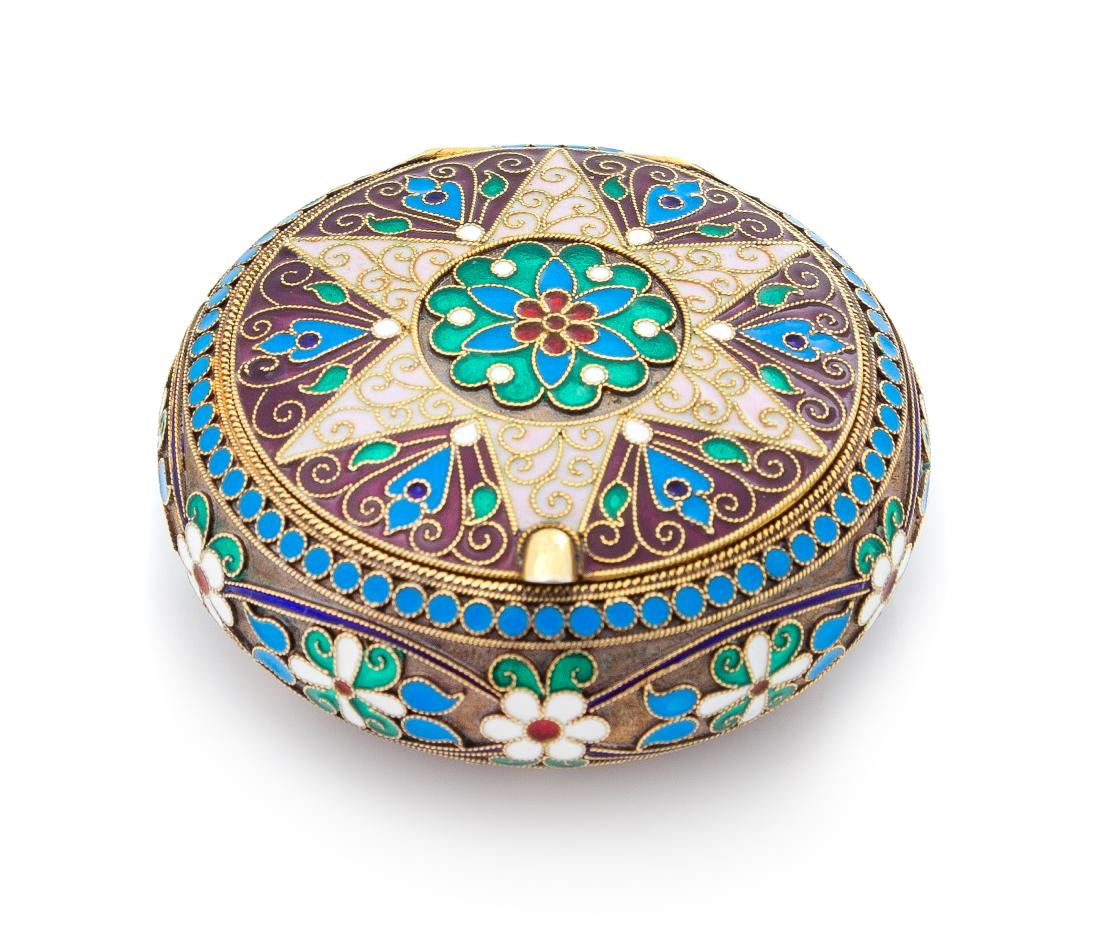 * A Russian Enameled Silver Snuff Box, Maker's Mark (1 of 1)