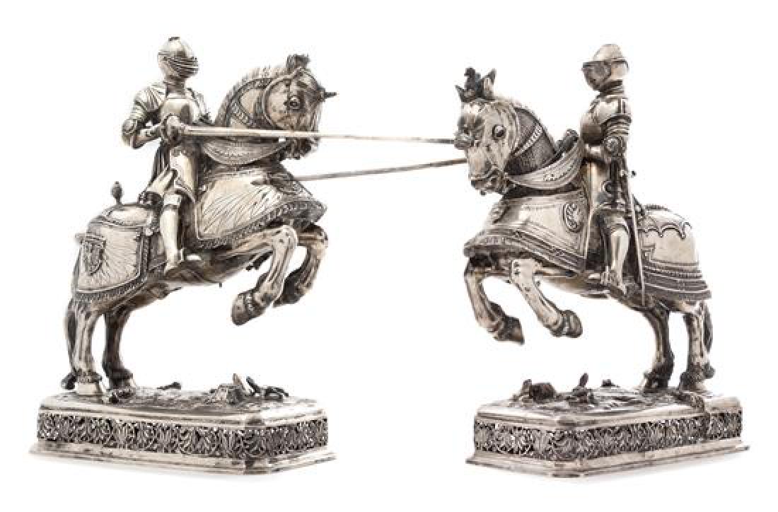 A Pair of German Silver Equestrian Groups, Ludwig (1 of 1)
