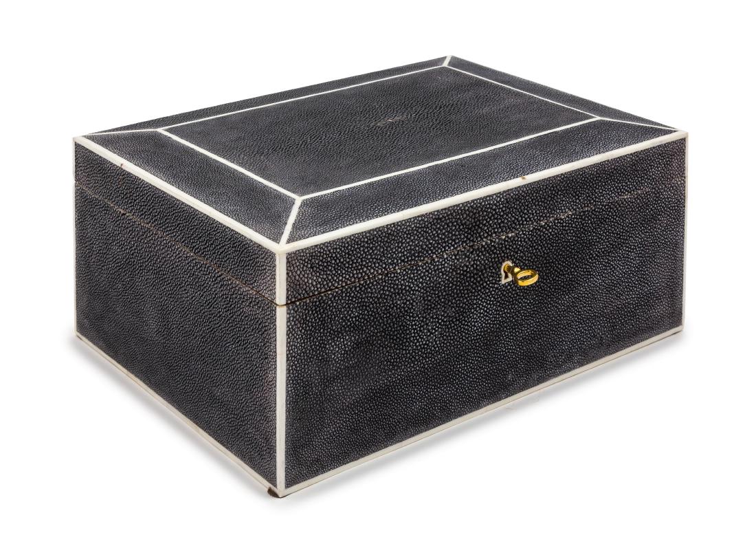 * A Shagreen Veneered Cigar Humidor Height 5 3/4 x (1 of 1)