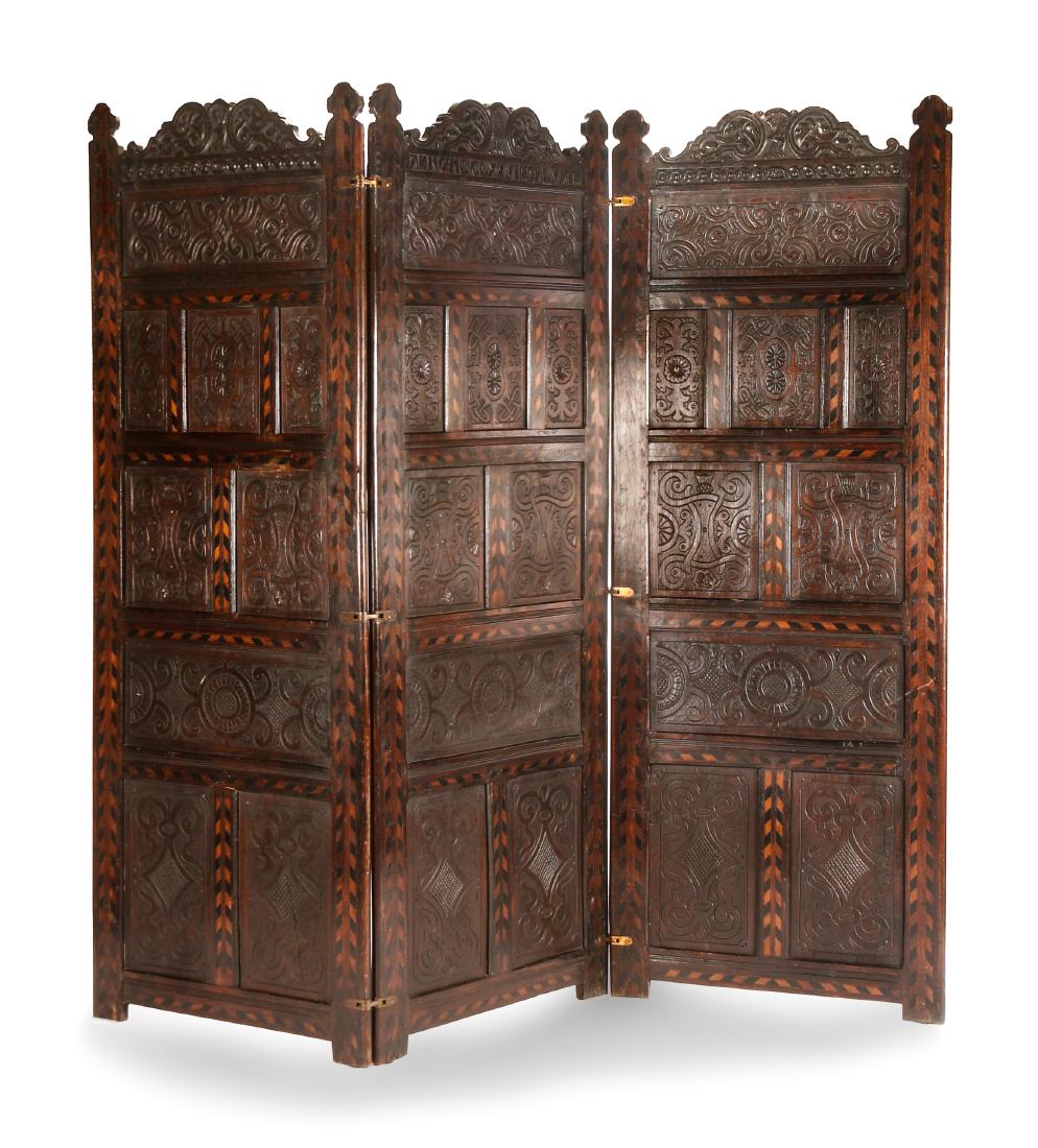 An English Renaissance Revival Three-Panel Floor Screen (1 of 1)