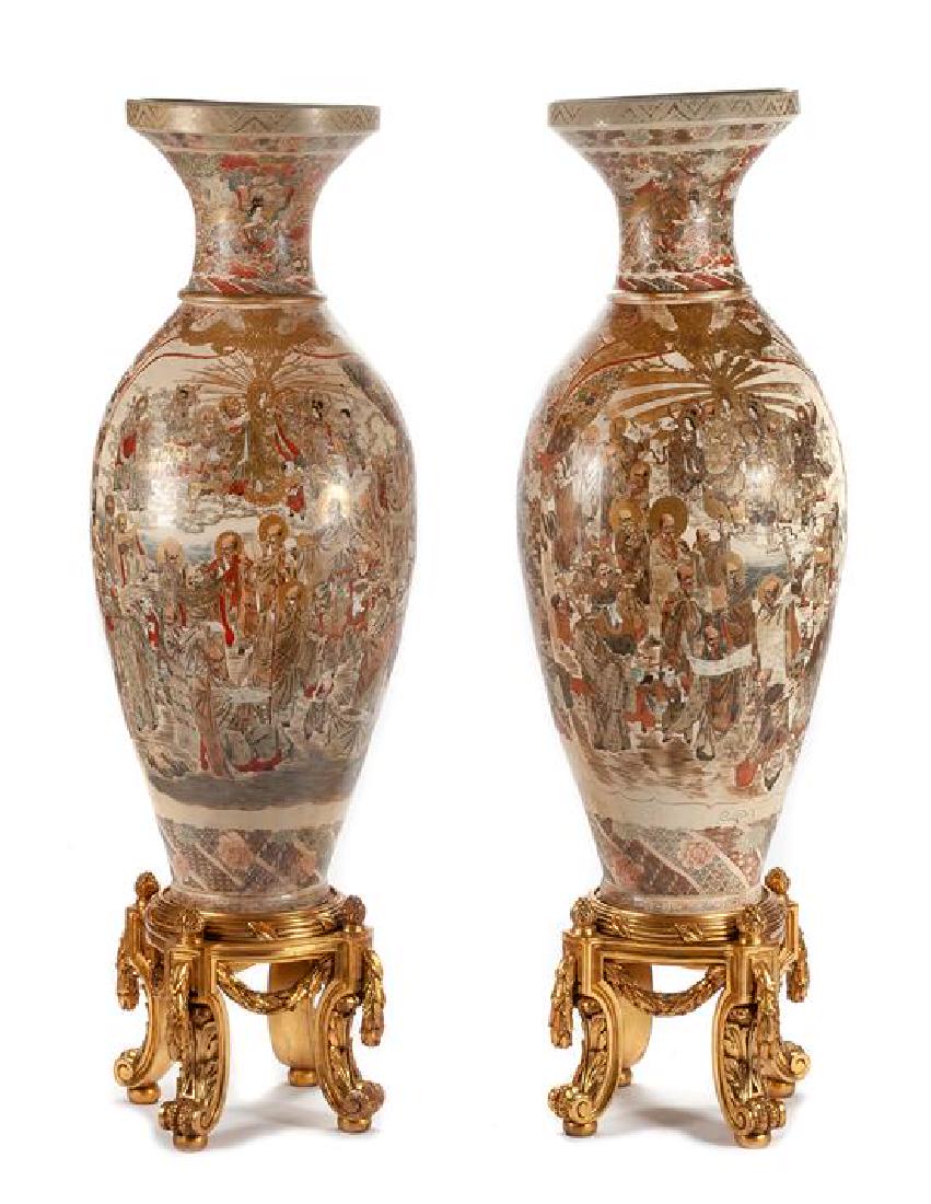 A Monumental Pair of Japanese Satsuma Porcelain Vases (1 of 1)