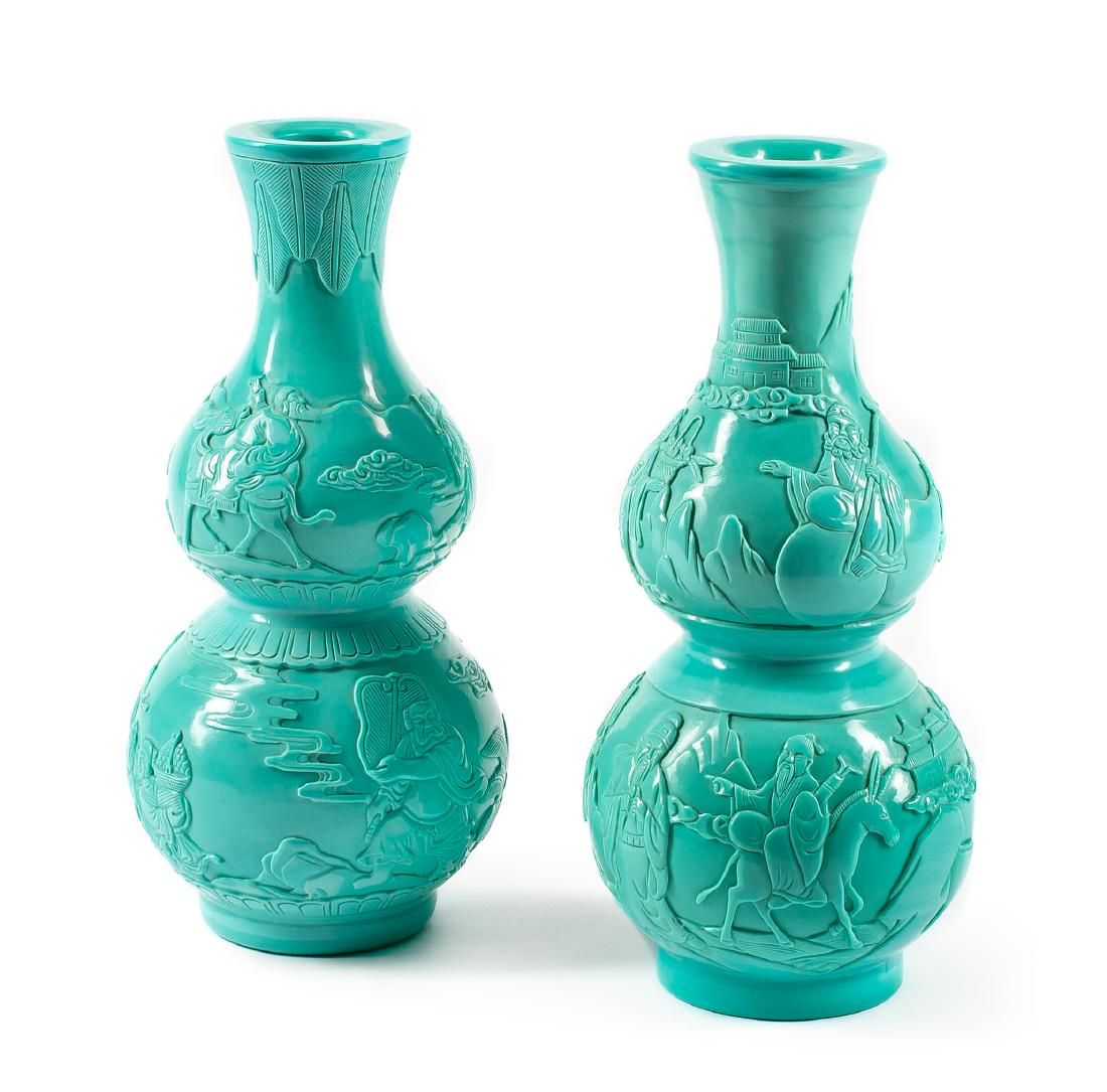A Pair of Peking Glass Vases Height 15 1/2 inches. (1 of 1)