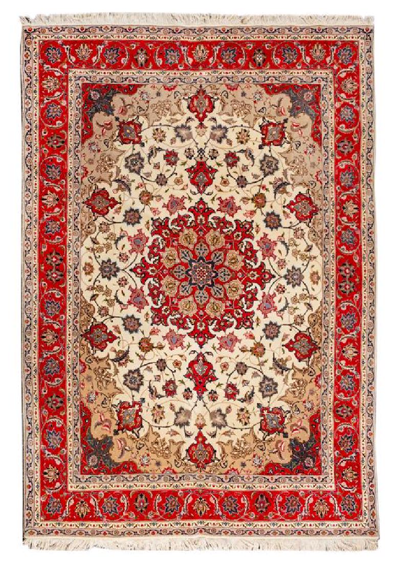 A Tabriz Wool and Silk Rug (1 of 1)