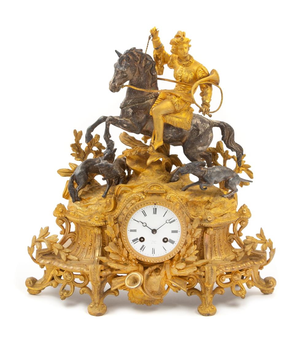 * A French Parcel Gilt Cast Metal Mantel Clock Height (1 of 1)