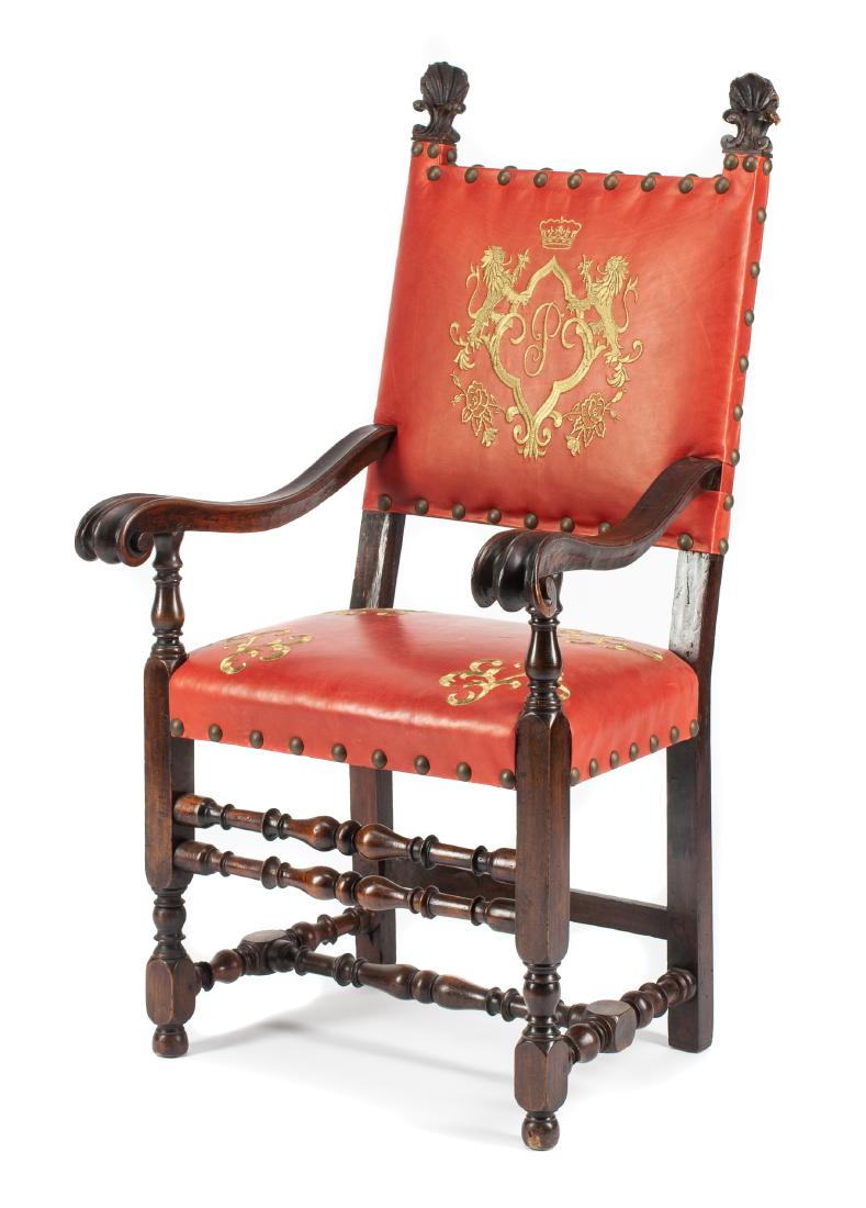 A Spanish Renaissance Style Walnut Armchair Height 51 x (1 of 1)